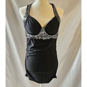 WILD CAT Sequin Club Dress Ruched Halter Sz LARGE NWT